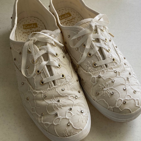 Keds X Kate Spade Shoes - Keds x kate spade Cream Lace & Rhinestone Sneakers NWOT